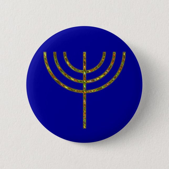 seven - arm light menorah candleholder rune pinback button (Front)