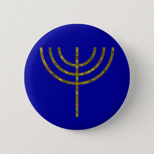 seven _ arm light menorah candleholder rune pinback button