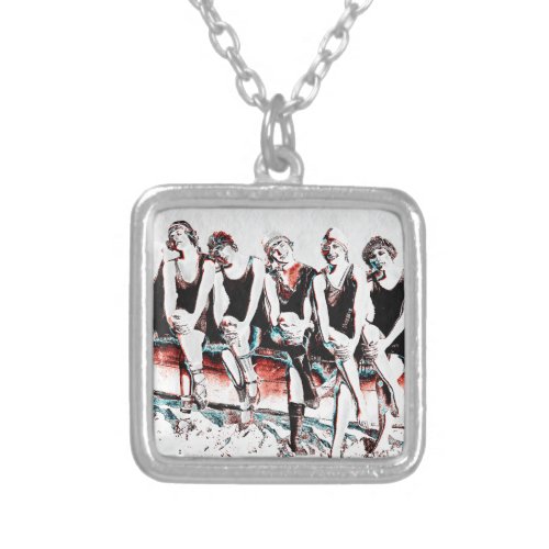 Seven Bathing Beauty Pals Silver Plated Necklace