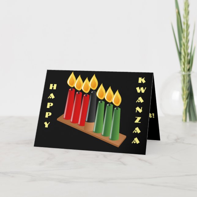 Seven Candles Kwanza Wishes Holiday Card (Front)