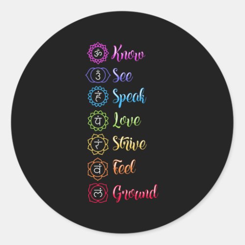 Seven Chakra Om Yoga Classic Round Sticker