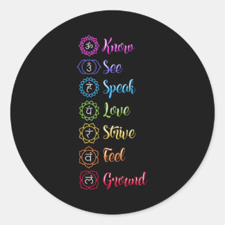Seven Chakra Om Yoga Classic Round Sticker
