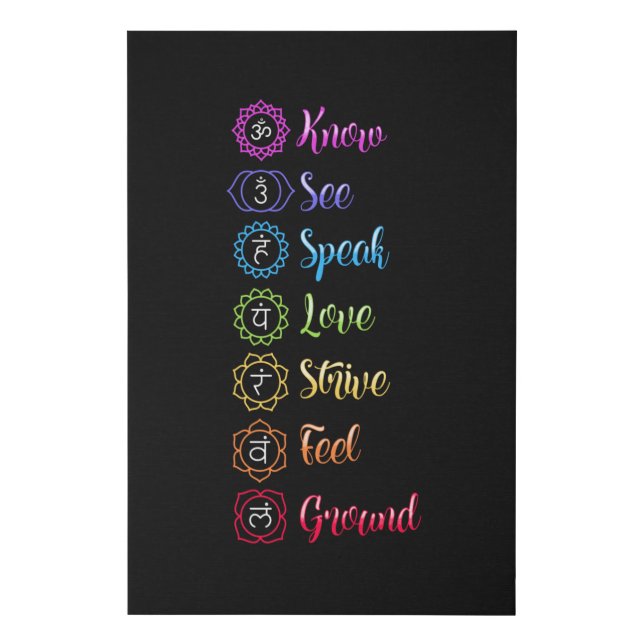 Seven Chakra Om Yoga Faux Canvas Print (Front)