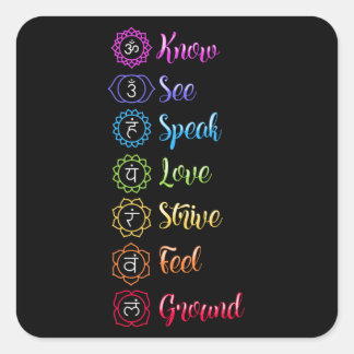 Seven Chakra Om Yoga Square Sticker