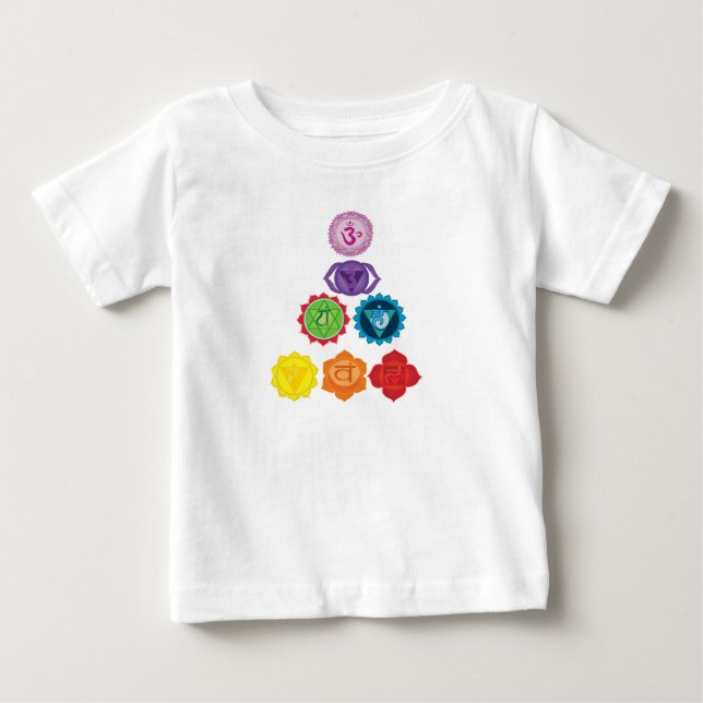 Seven Chakra Yoga Baby Toddler Ruffle Tee, White T-Shirt (Front)