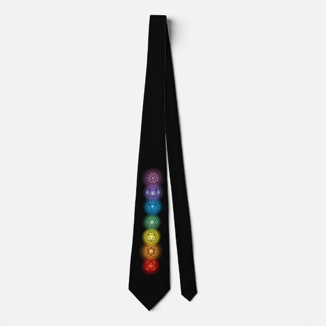 Seven Chakras Black Neck Tie (Front)