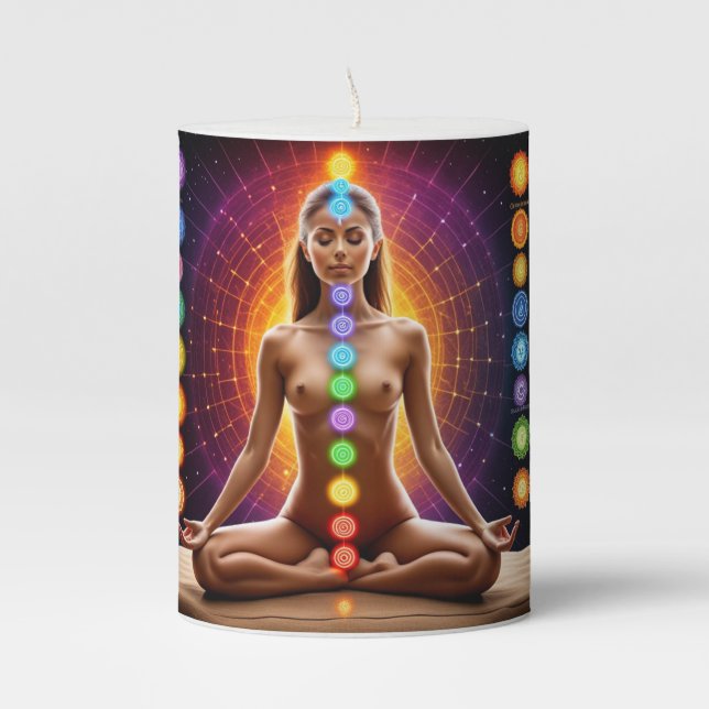 Seven Chakras Pillar Candle (Front)