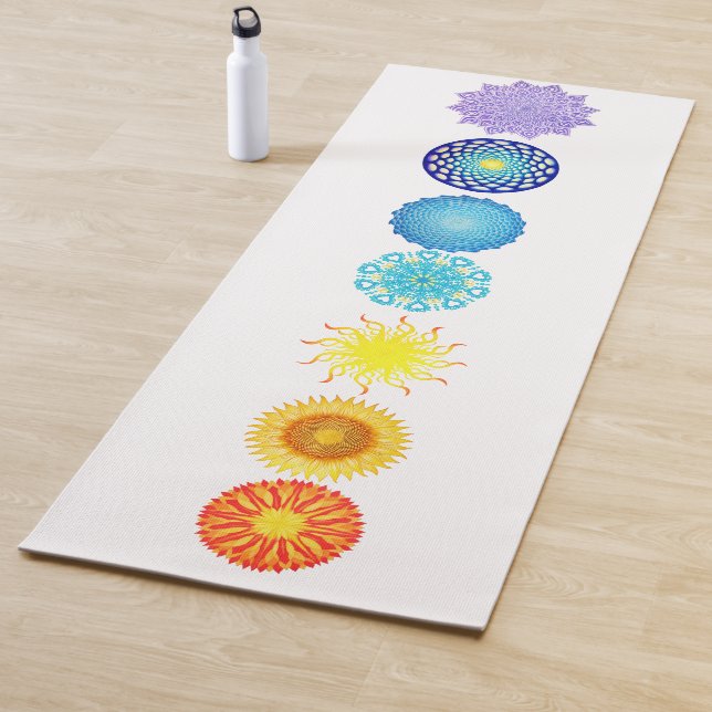 Seven Chakras Rainbow Colors Mandalas Yoga Mat (In Situ)