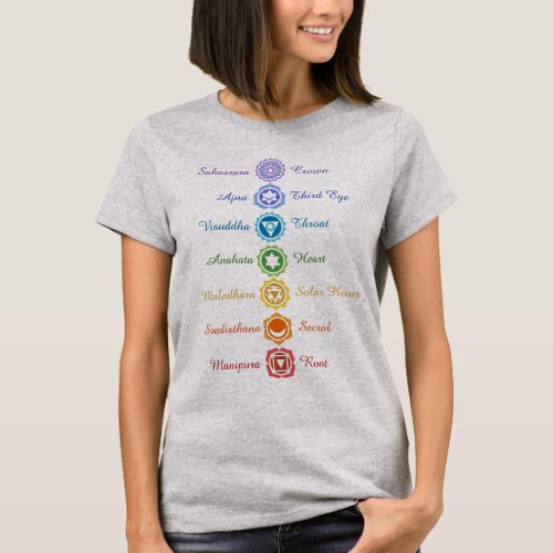 Seven Chakras Sanskrit Names Energy Balancing T_Shirt