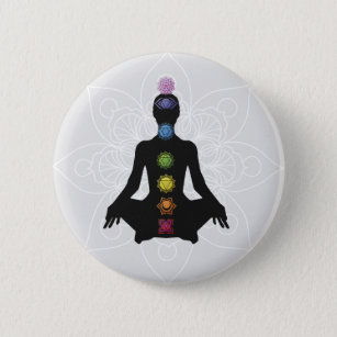 Seven chakras silhouette button