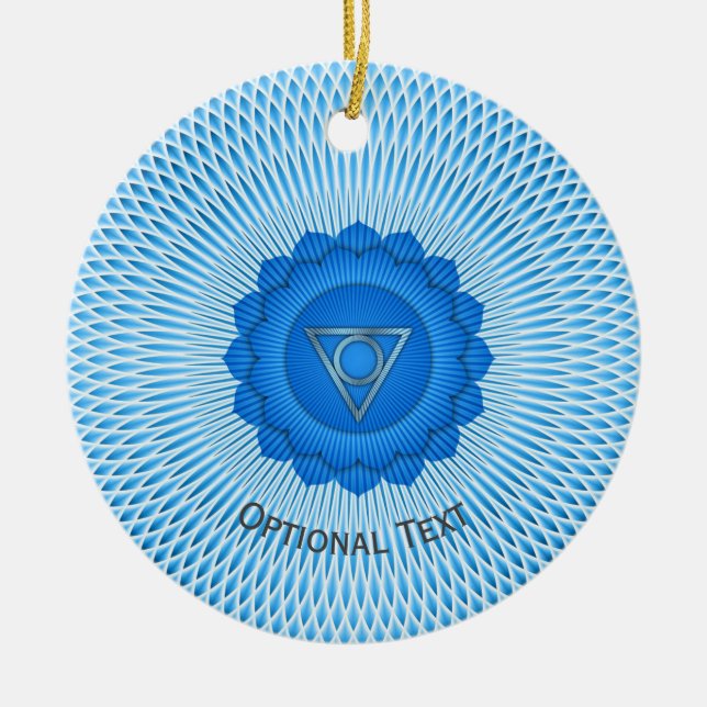 Seven Chakras Throat Chakra Yoga Design Ceramic Ornament (Front)