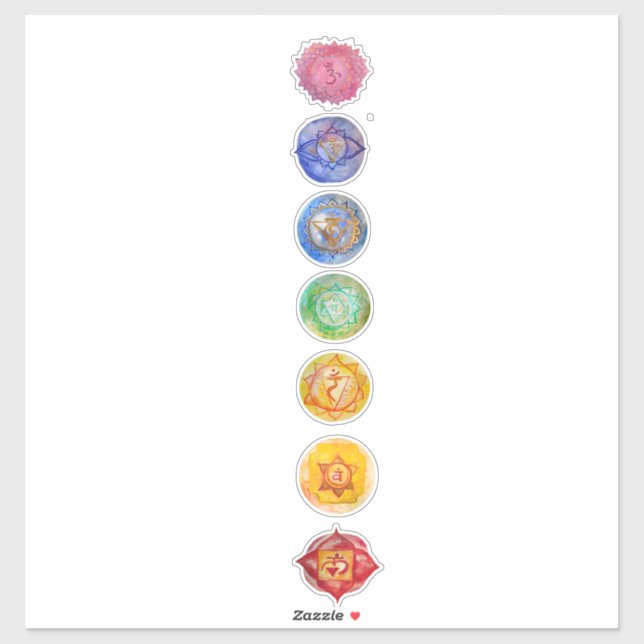 Seven chakras watercolor art sticker (Sheet)