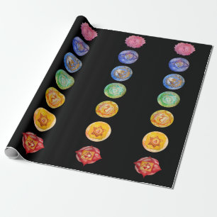 Seven chakras watercolor art wrapping paper
