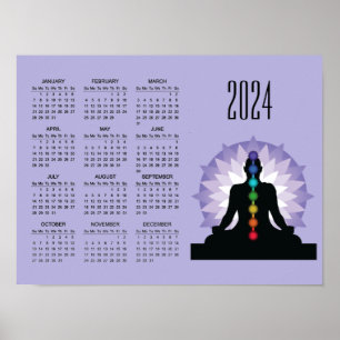 Seven Chakras Yoga Design 2024 Calendar Poster