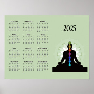 Seven Chakras Yoga Design 2025 Calendar Poster