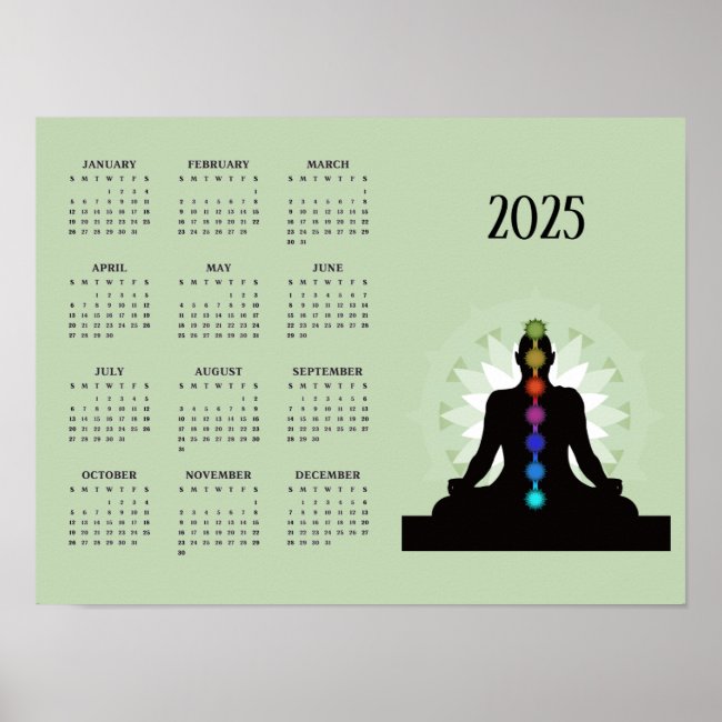 Seven Chakras Yoga Design 2025 Calendar Poster