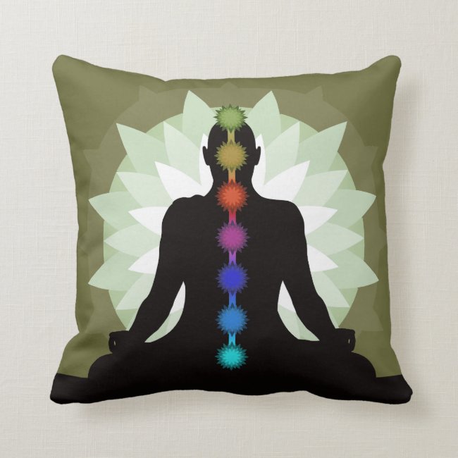 Seven Chakras Yoga Pose Design Throw Pillow