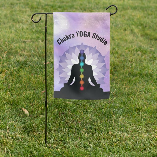 Seven Chakras Yoga Position Design Garden Flag (In SItu)