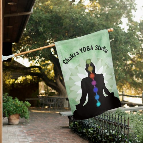 Seven Chakras Yoga Position Design House Flag