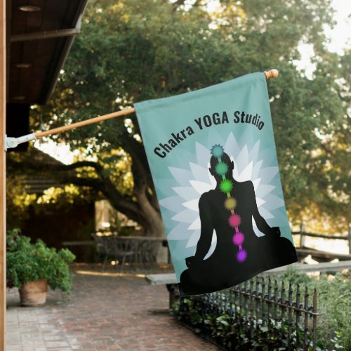 Seven Chakras Yoga Position Design House Flag