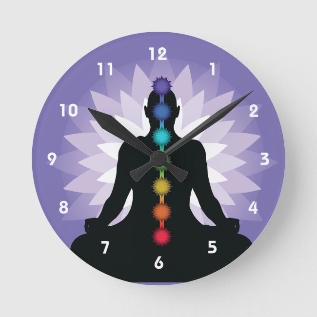 Seven Chakras Yoga Position Design Wall Clock