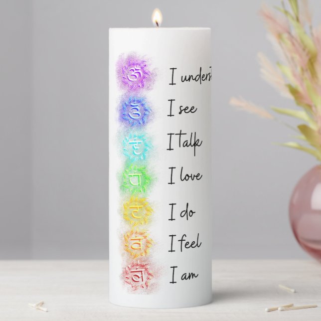 Seven Chakras Yoga T-Shirt Pillar Candle (In Situ)