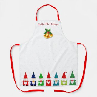 Seven Christmas Gnomes on White