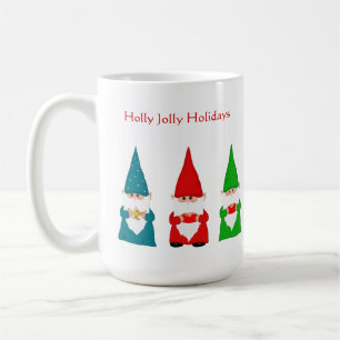 Seven Christmas Gnomes on White Coffee Mug