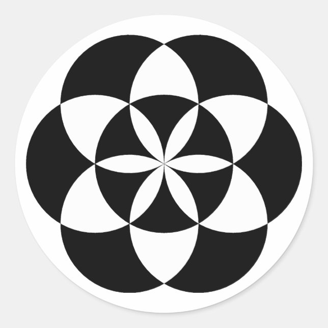 Seven Circle Flower Stickers, BW Classic Round Sticker (Front)