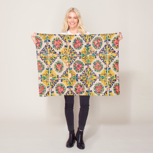 Seven-color persian tile fleece blanket (In Situ)