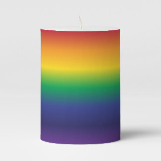 Seven Colored Rainbow Striped Pillar Candle
