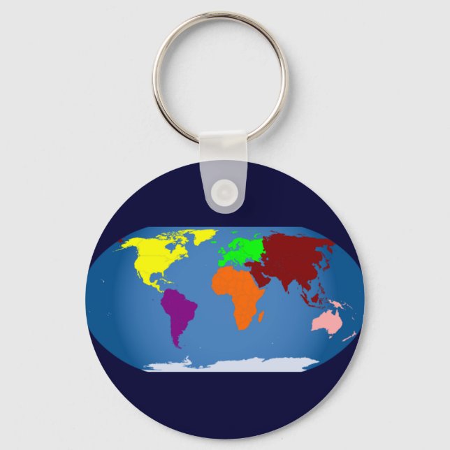 Seven Continents Colored Keychain (Front)