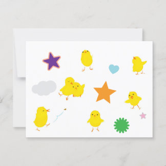 Seven Cute Baby Chicks Postcard (Stars)