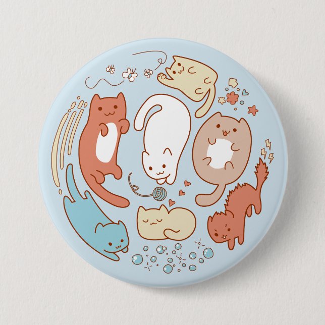 Seven cute kitties - Take away! Pinback Button (Front)