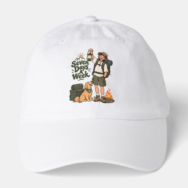 Seven Days A Week Camping Adventure Design Hat (Front)