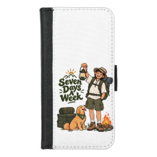 Seven Days A Week Camping Adventure Design iPhone 8/7 Wallet Case