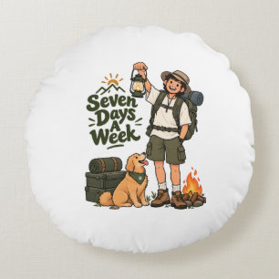 Seven Days A Week Camping AdventuriPad Smart Cover Round Pillow