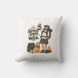 Seven Days A Week Camping AdventuriPad Smart Cover Throw Pillow