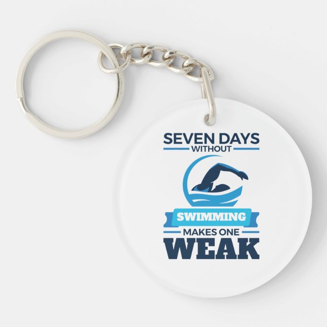 Seven Days Without Swimming Makes One Weak Keychain (Front)