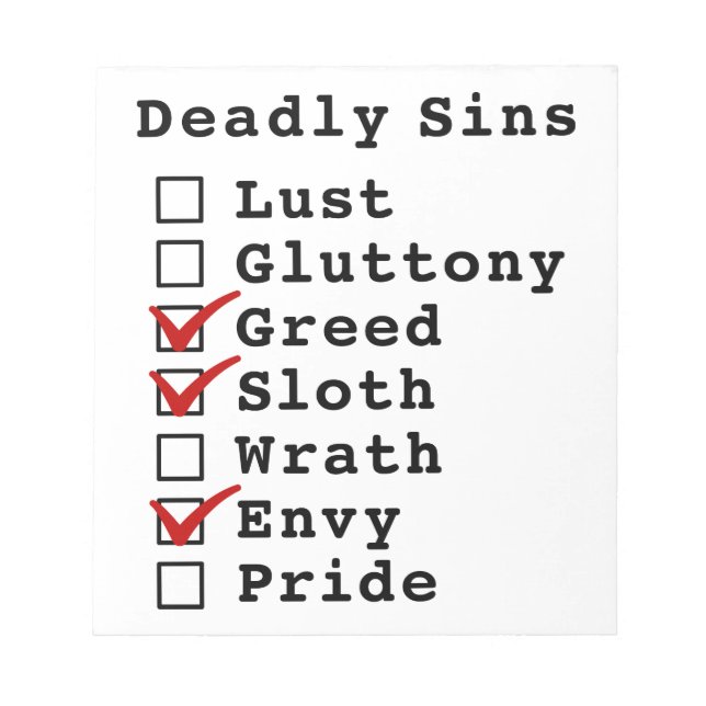Seven Deadly Sins Checklist (0011010) Notepad (Front)