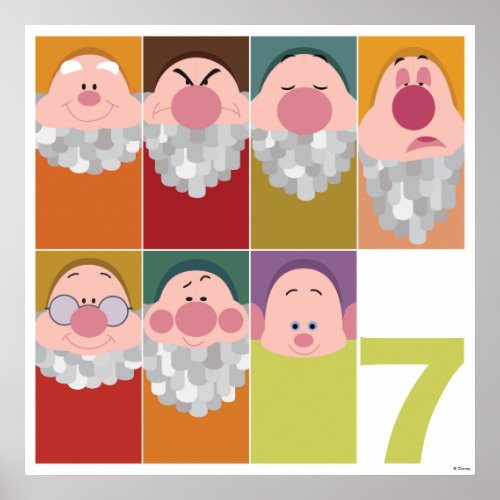 Seven Dwarfs Stylized Character Art Poster