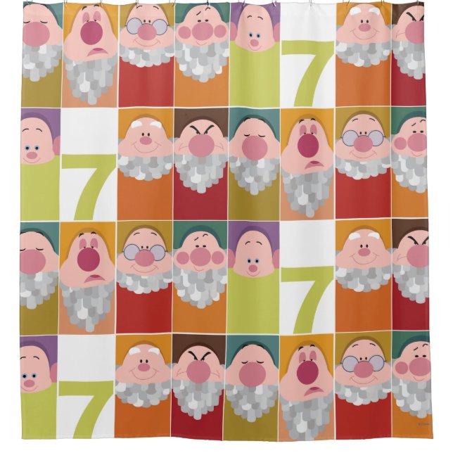 Seven Dwarfs Stylized Character Art Shower Curtain (Front)