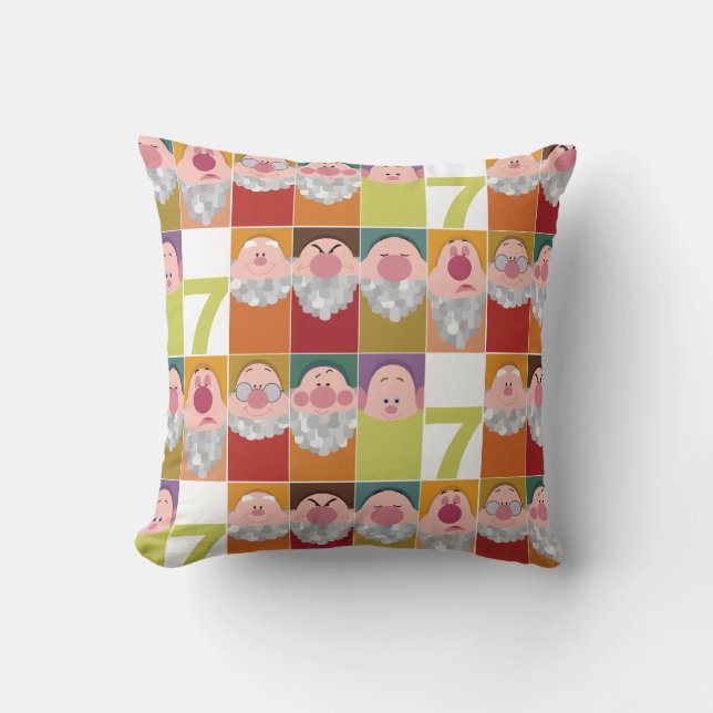 Seven Dwarfs Stylized Character Art Throw Pillow (Front)