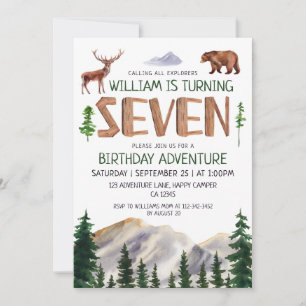 Seven Explorer Boy Birthday Invitation