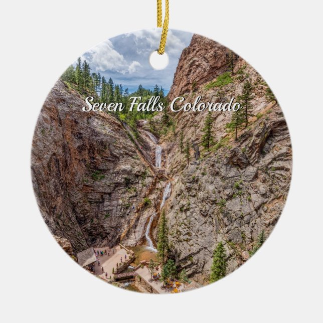 Seven Falls Colorado Circle Ornament (Front)