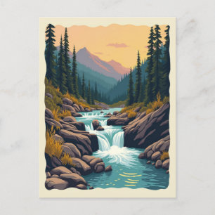 Seven Falls Colorado Retro Postcard