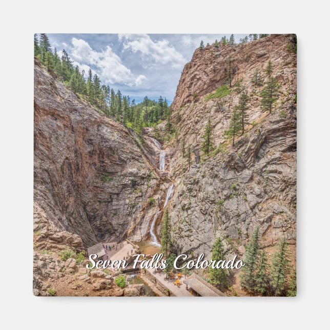 Seven Falls Colorado Square Magnet (Front)