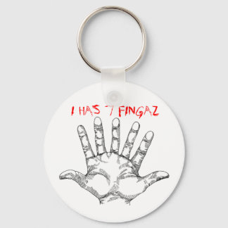 seven_fingered_hand, I HAS 7 FINGAZ Keychain