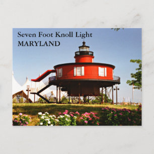 Seven Foot Knoll Light, Maryland Postcard