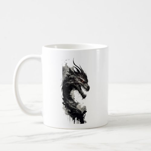 Seven Head Art Watercolor Dragon Head Coffee Mug